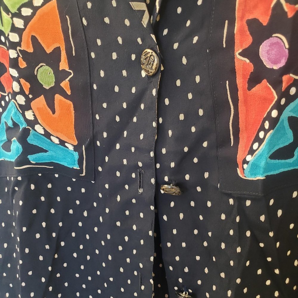 Vintage Polka Dot Patterned Button Down Top - image 7